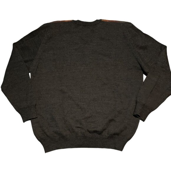 Vintage Tricots St. Raphael Mens Argyle Merino Wool Sweater L Charcoal - Picture 6 of 6